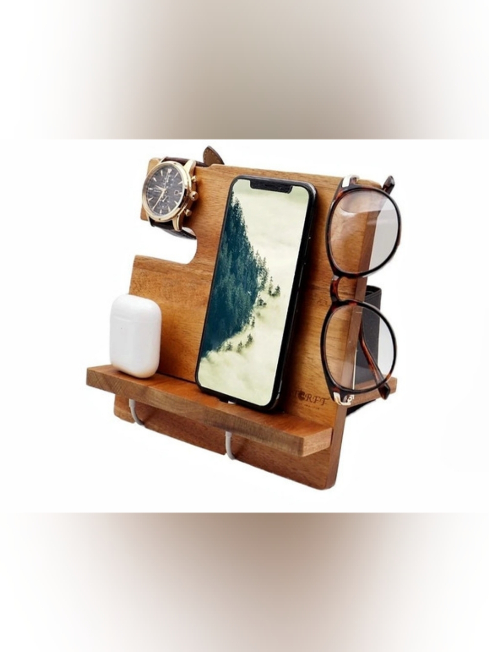BNIB  Wooden Phone Docking Station / Nightstand Organizer